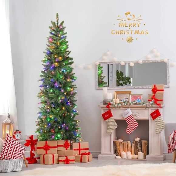 GOFLAME 6ft Pre-lit Pencil Christmas Tree - Picture 1 of 15